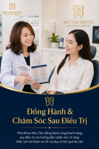 Đồng hành và chăm sóc sau điều trị tại Nha Khoa Như Tâm với hướng dẫn rõ ràng, nhắc lịch tái khám và hỗ trợ khách hàng lâu dài.